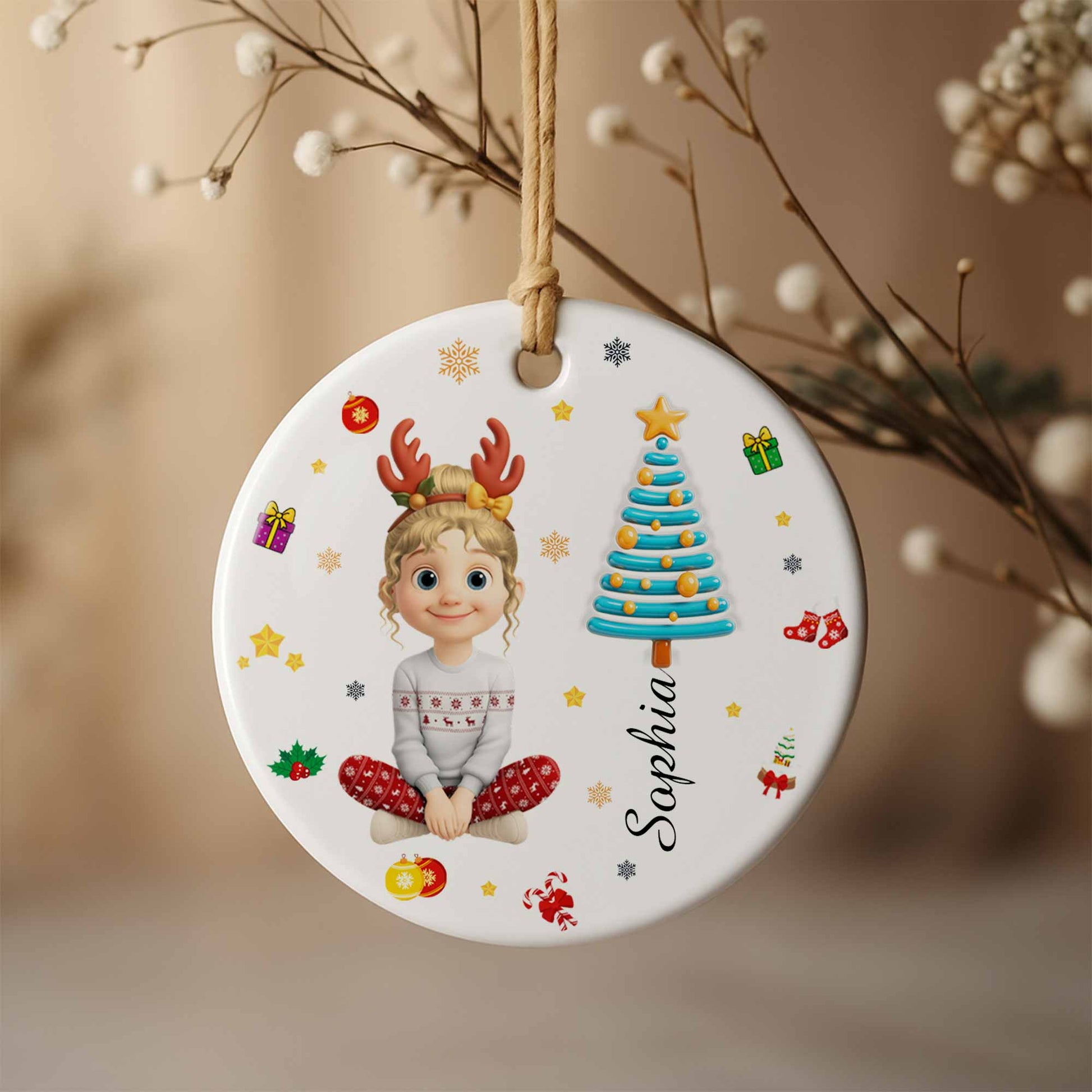 Festive Christmas Spirit With Young Girl And Tree