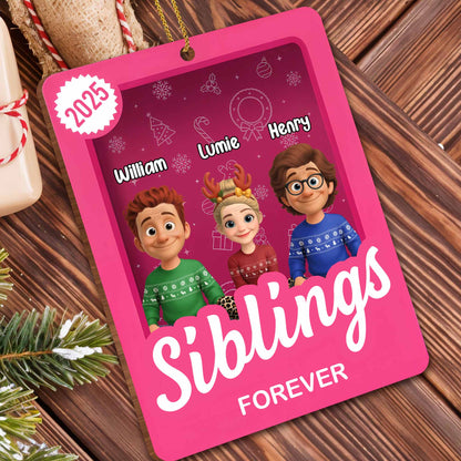 Siblings Forever With Cartoon Christmas Cheer