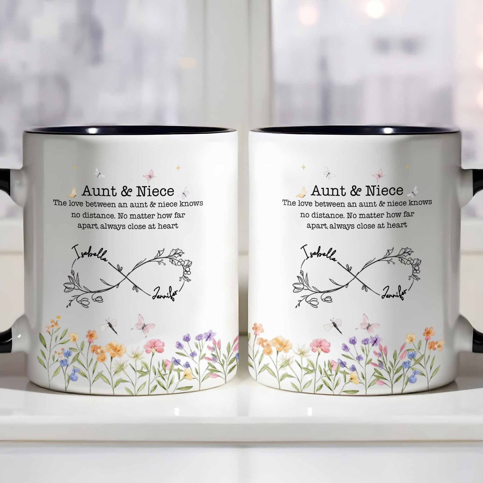 Love Between Aunt & Niece, Flowers And Butterflies