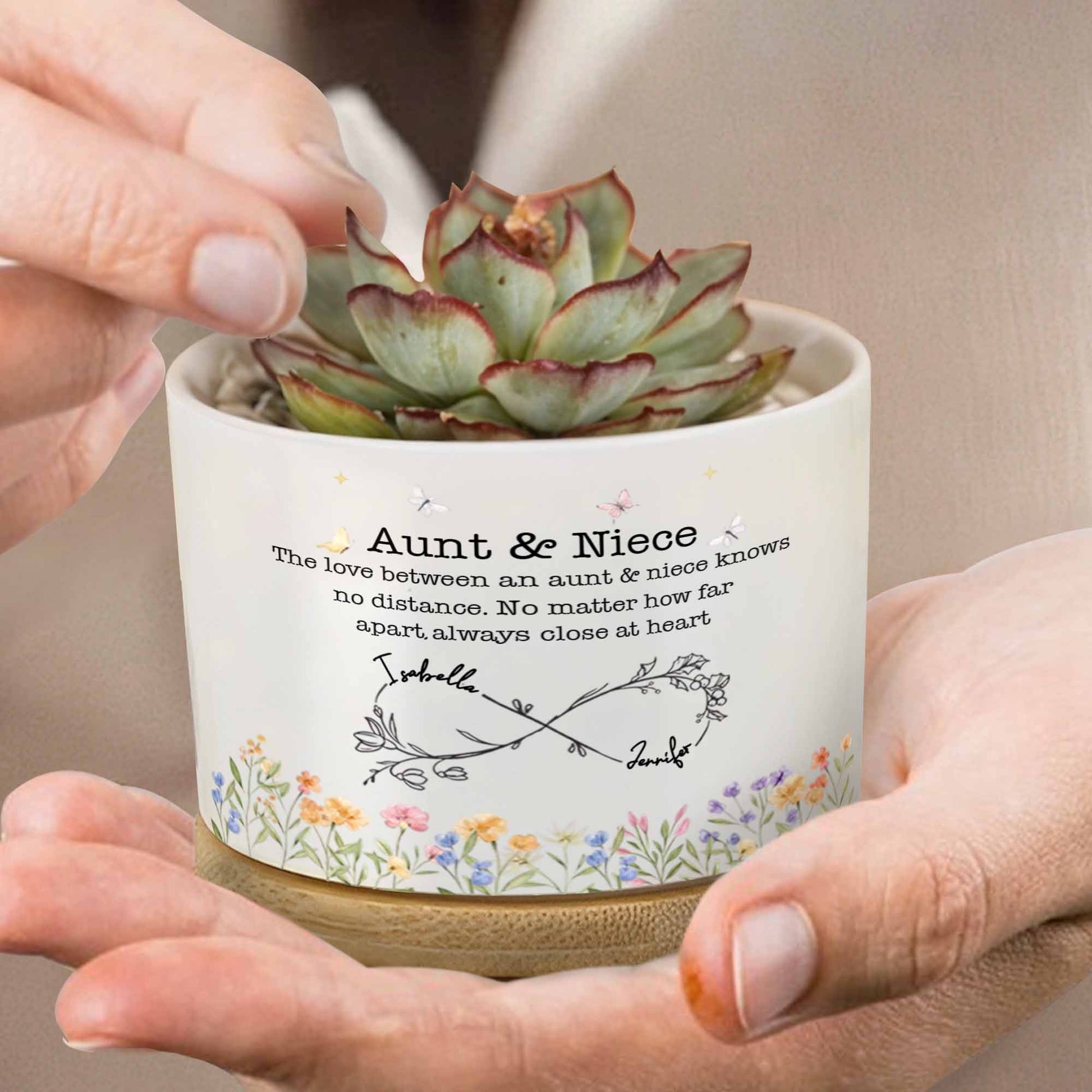 Love Between Aunt & Niece, Flowers And Butterflies