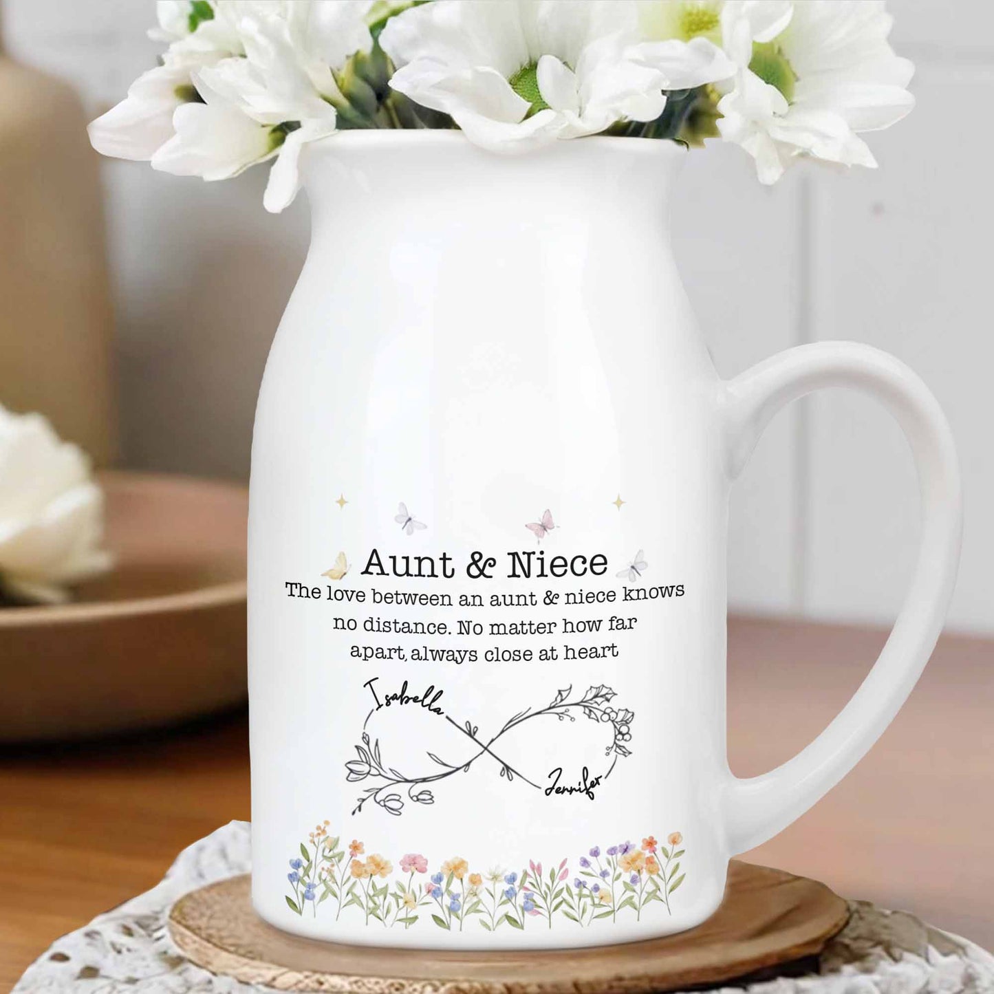 Love Between Aunt & Niece, Flowers And Butterflies