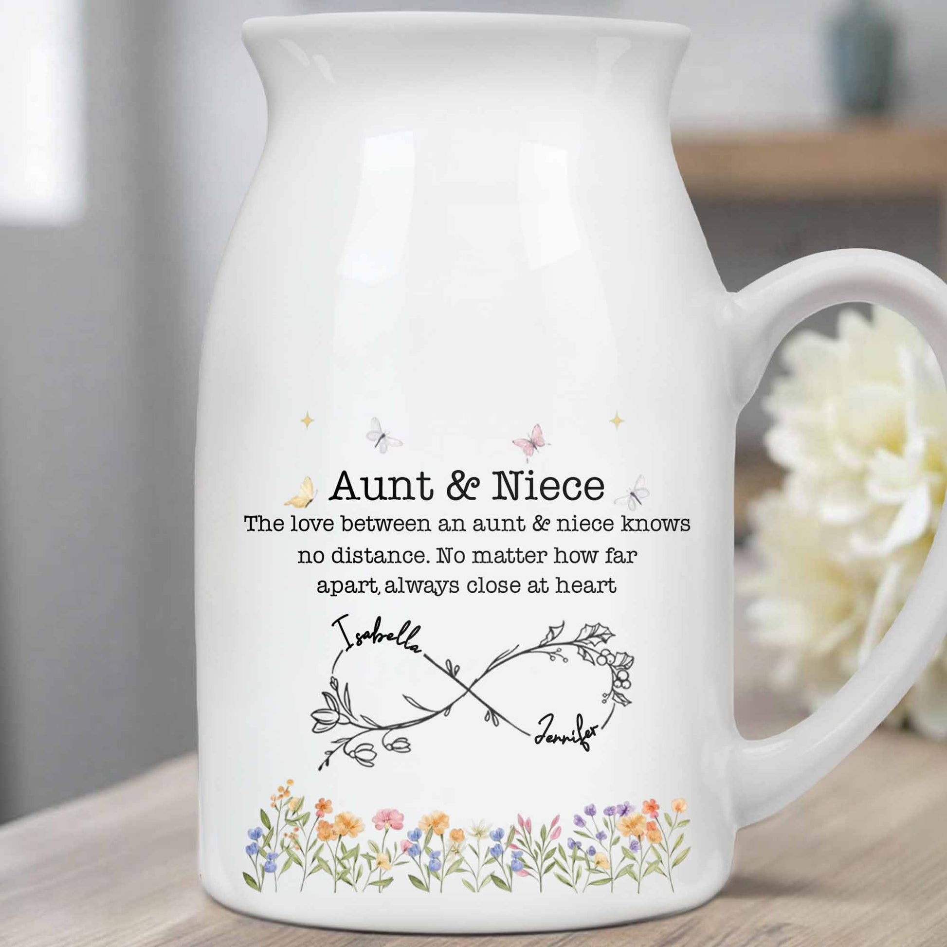 Love Between Aunt & Niece, Flowers And Butterflies