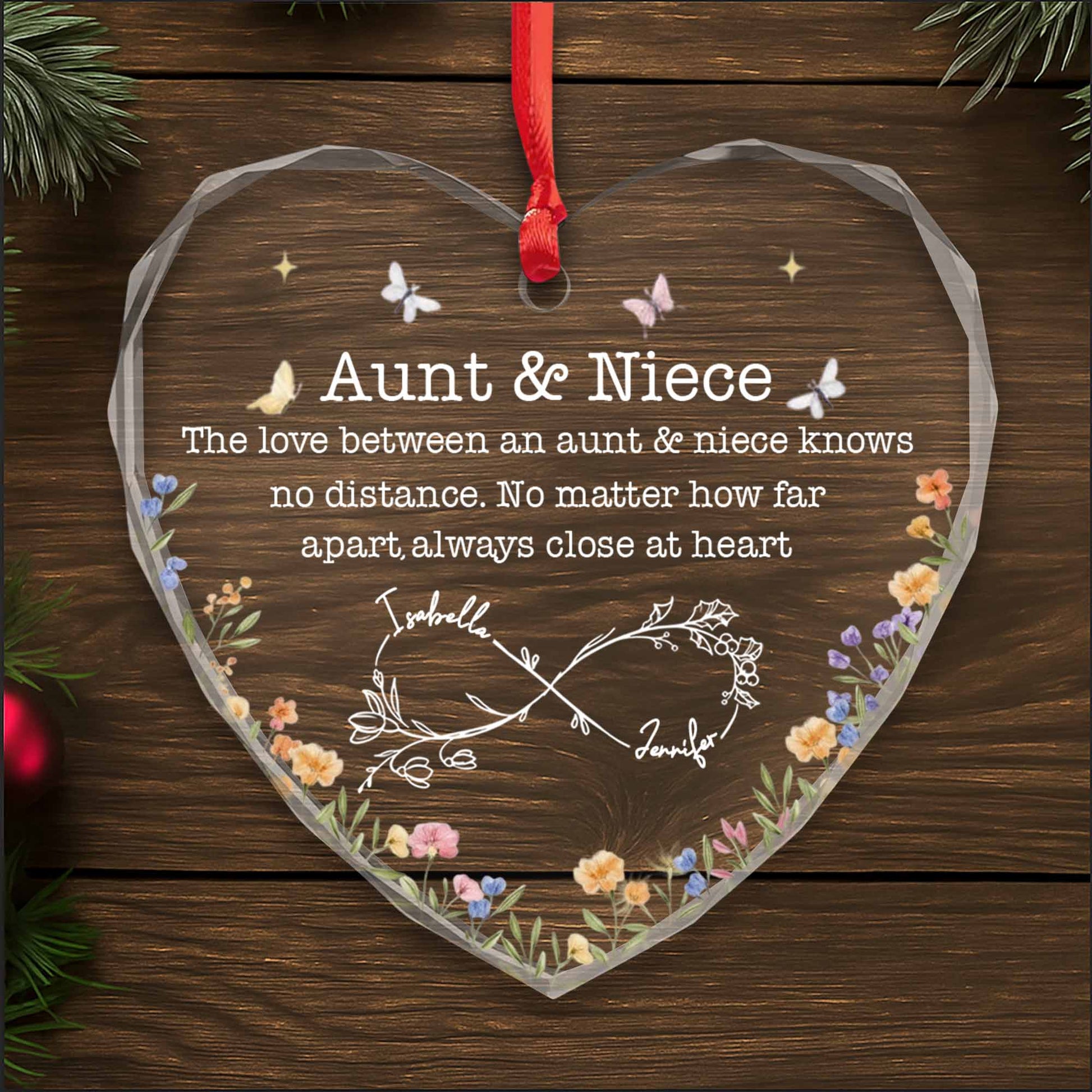 Love Between Aunt & Niece, Flowers And Butterflies Ornament