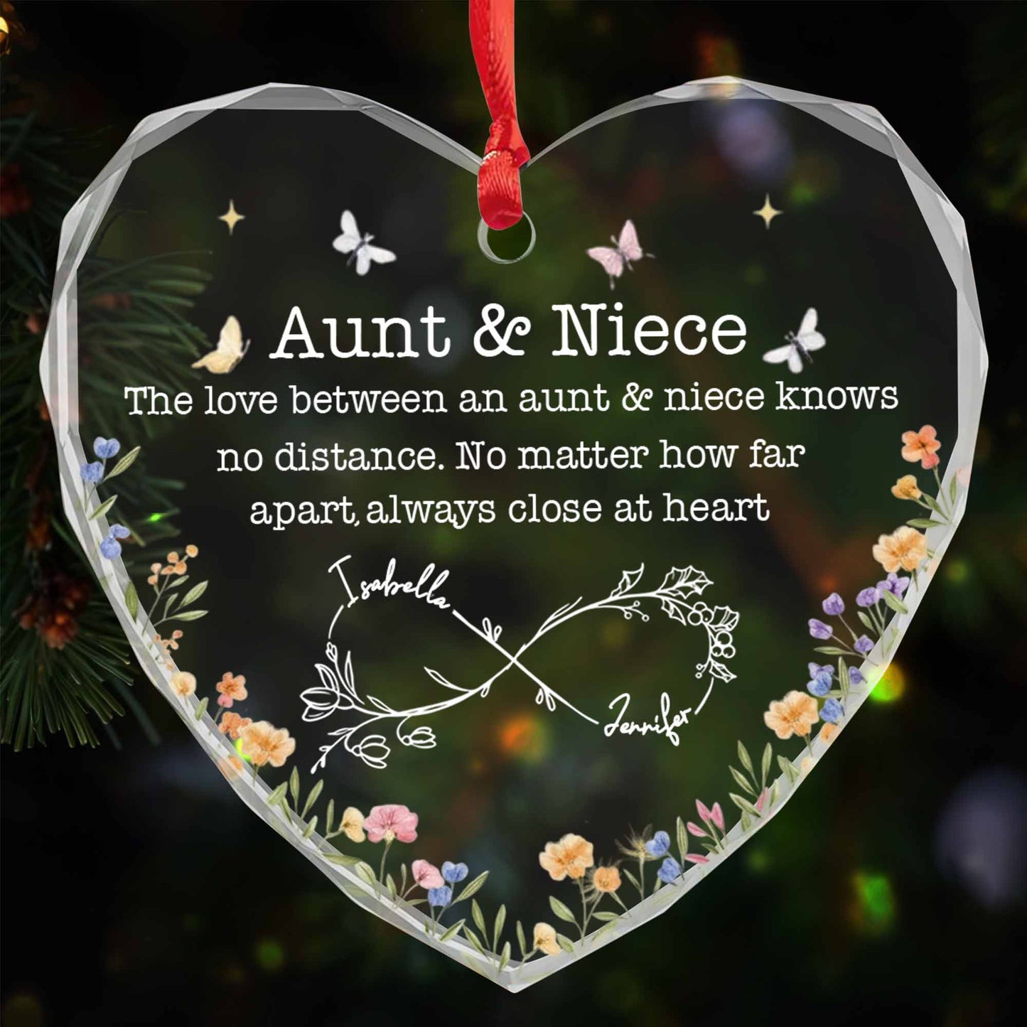 Love Between Aunt & Niece, Flowers And Butterflies Ornament