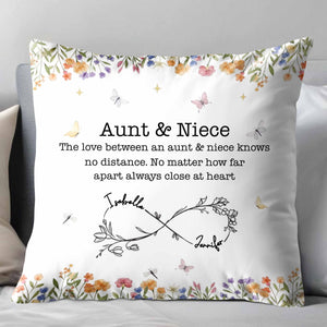 Love Between Aunt & Niece, Flowers and Butterflies Pillow