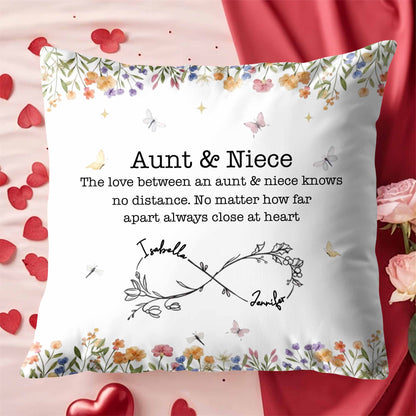 Love Between Aunt & Niece, Flowers and Butterflies Pillow
