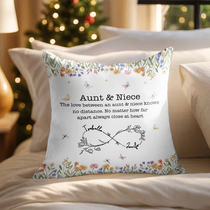 Love Between Aunt & Niece, Flowers and Butterflies Pillow