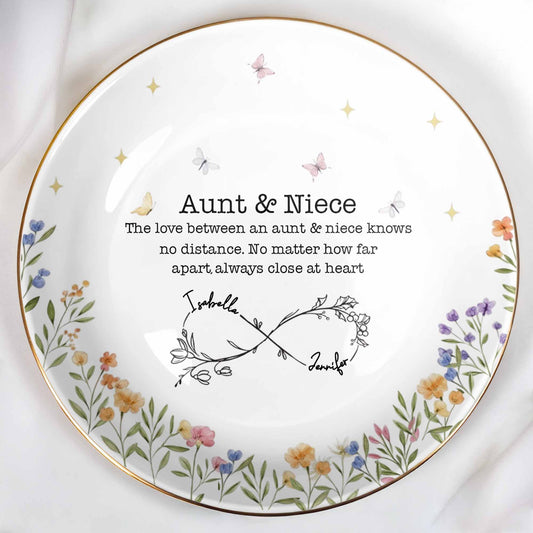 Love Between Aunt & Niece, Floral And Butterfly Design