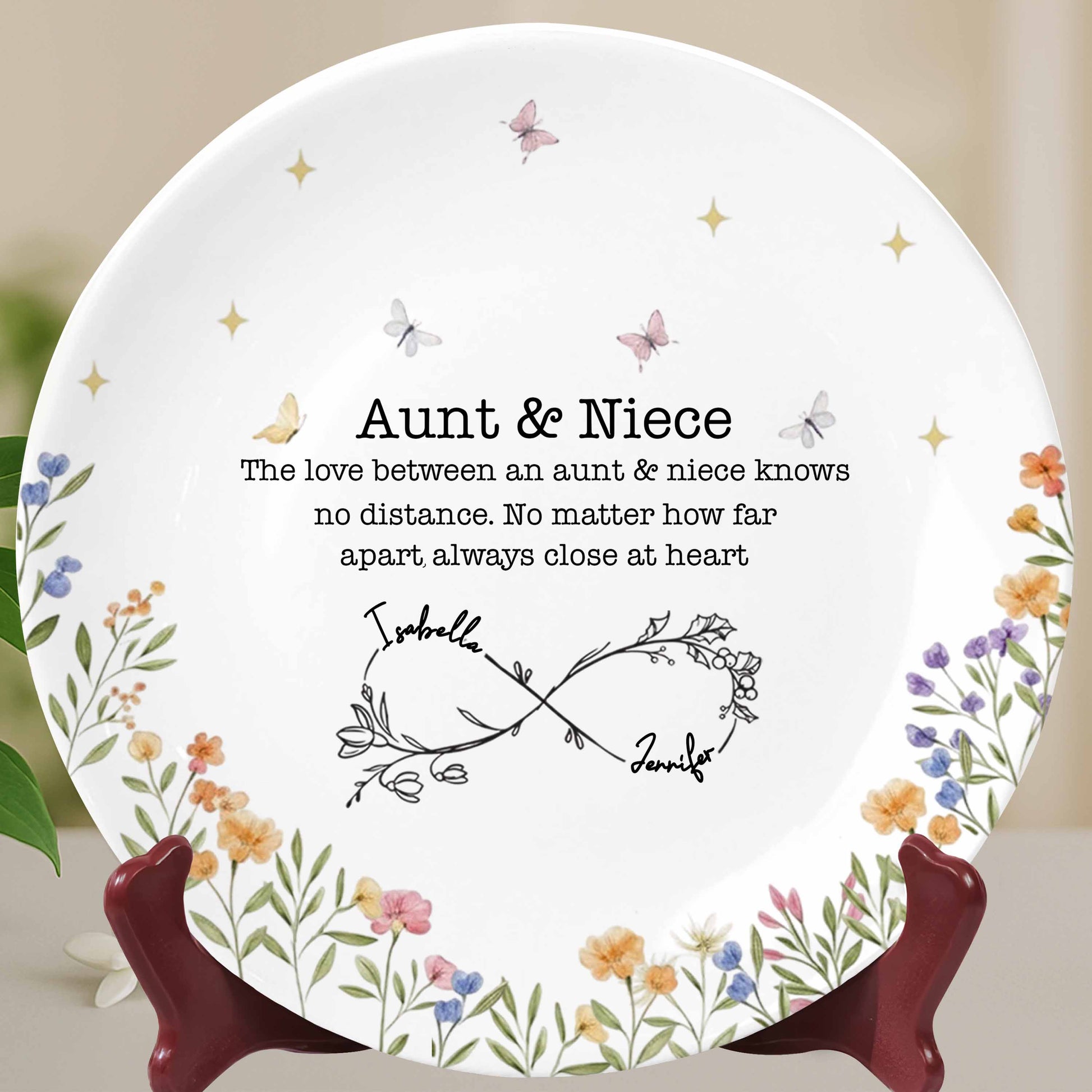 Love Between Aunt & Niece, Butterflies & Flowers