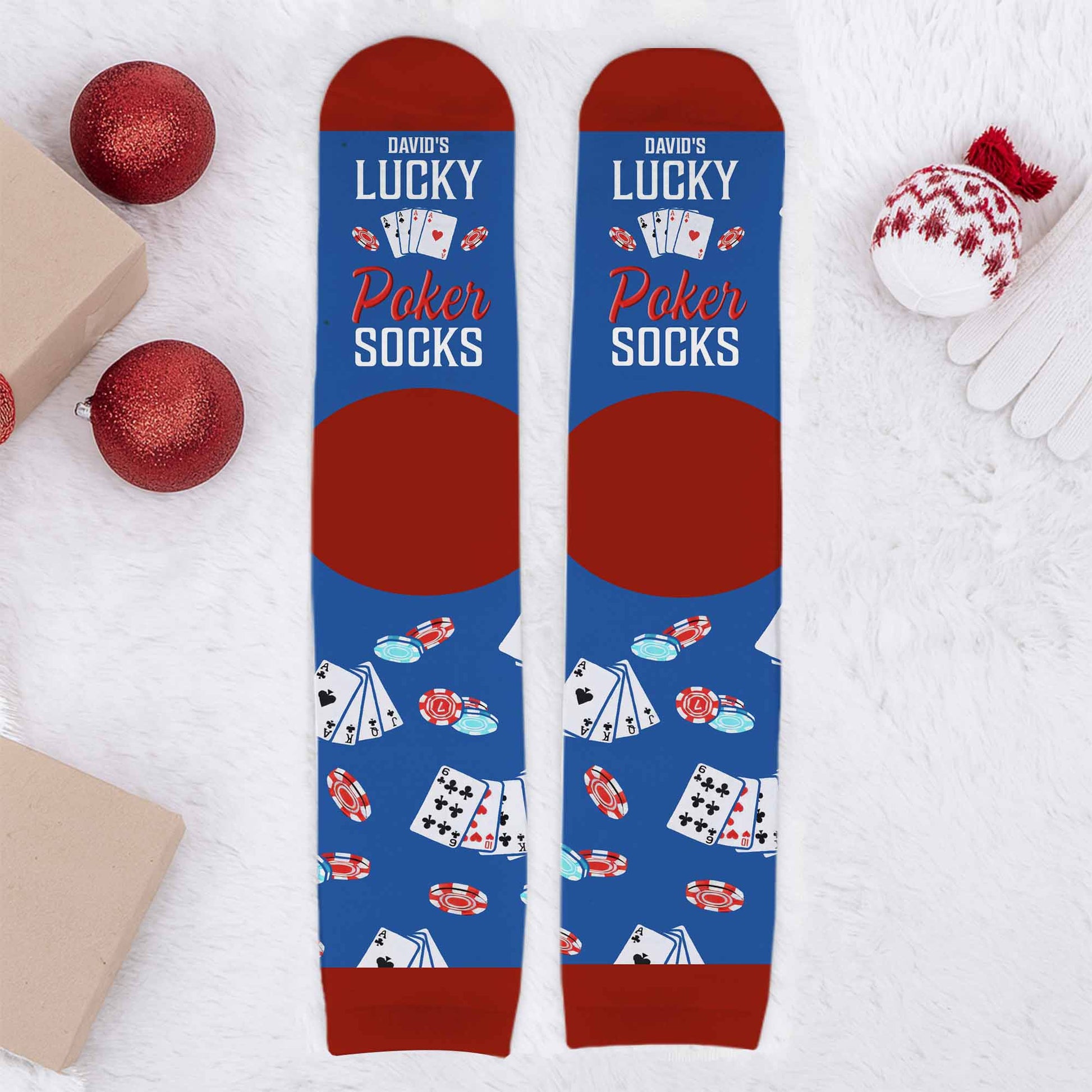 Lucky Poker Socks Featuring Cards And Chips