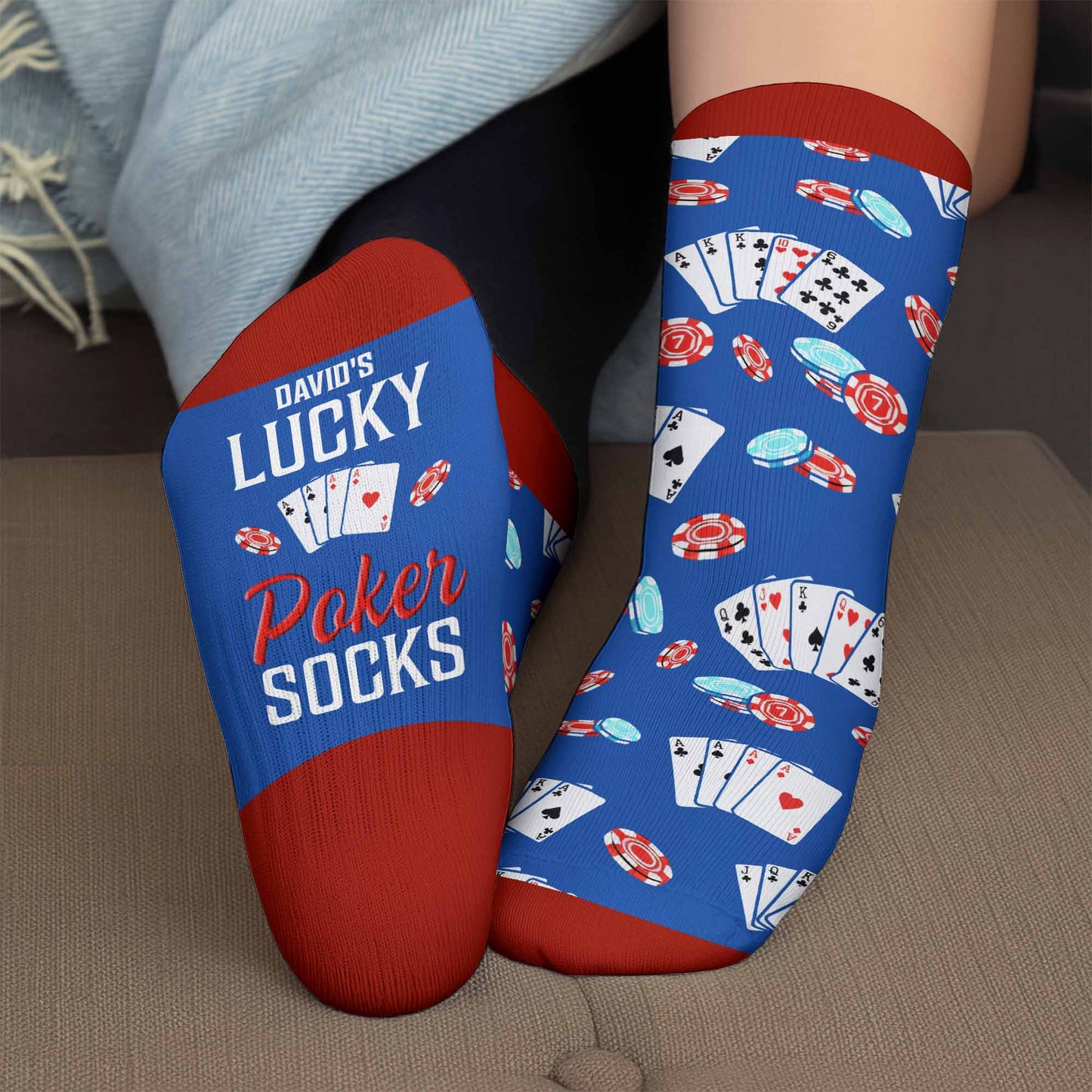 Lucky Poker Socks Featuring Cards And Chips