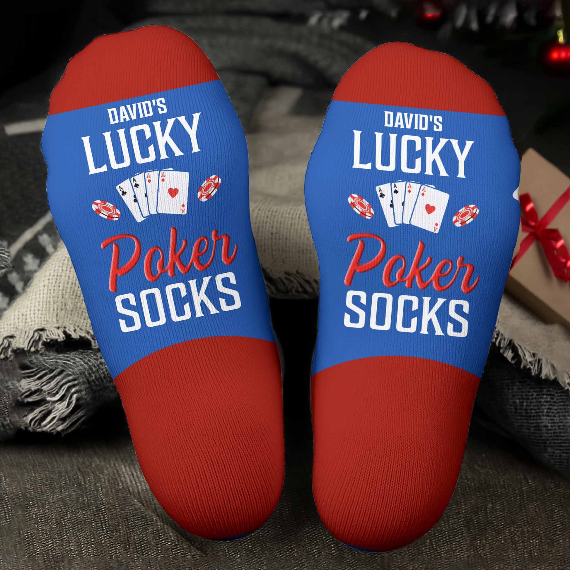 Lucky Poker Socks Featuring Cards And Chips