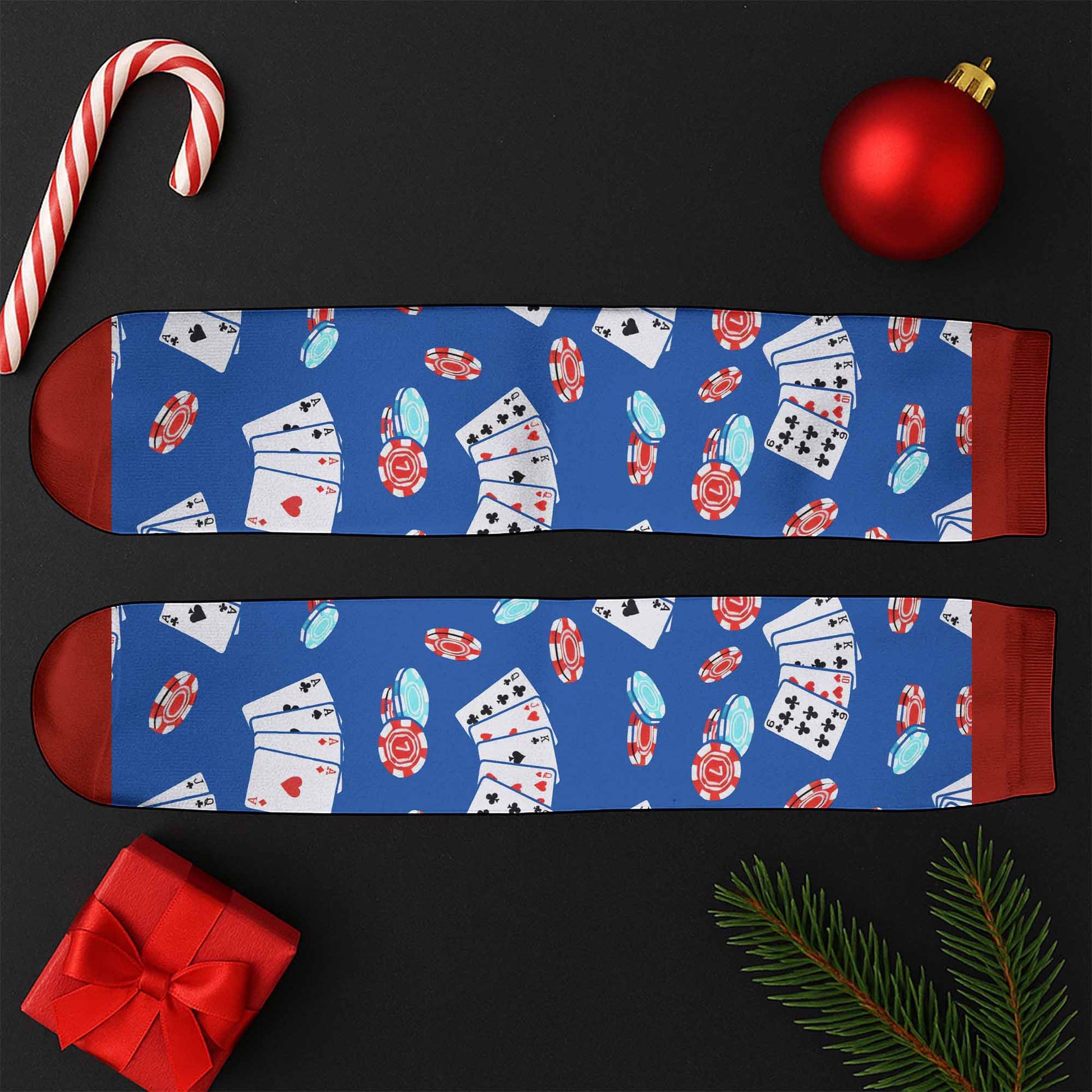 Lucky Poker Socks Featuring Cards And Chips