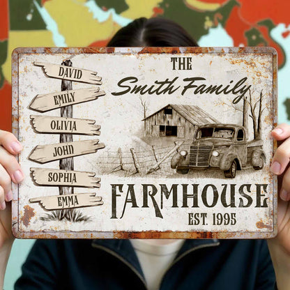 Farmhouse Est, Featuring A Rustic Truck And Wooden Signs