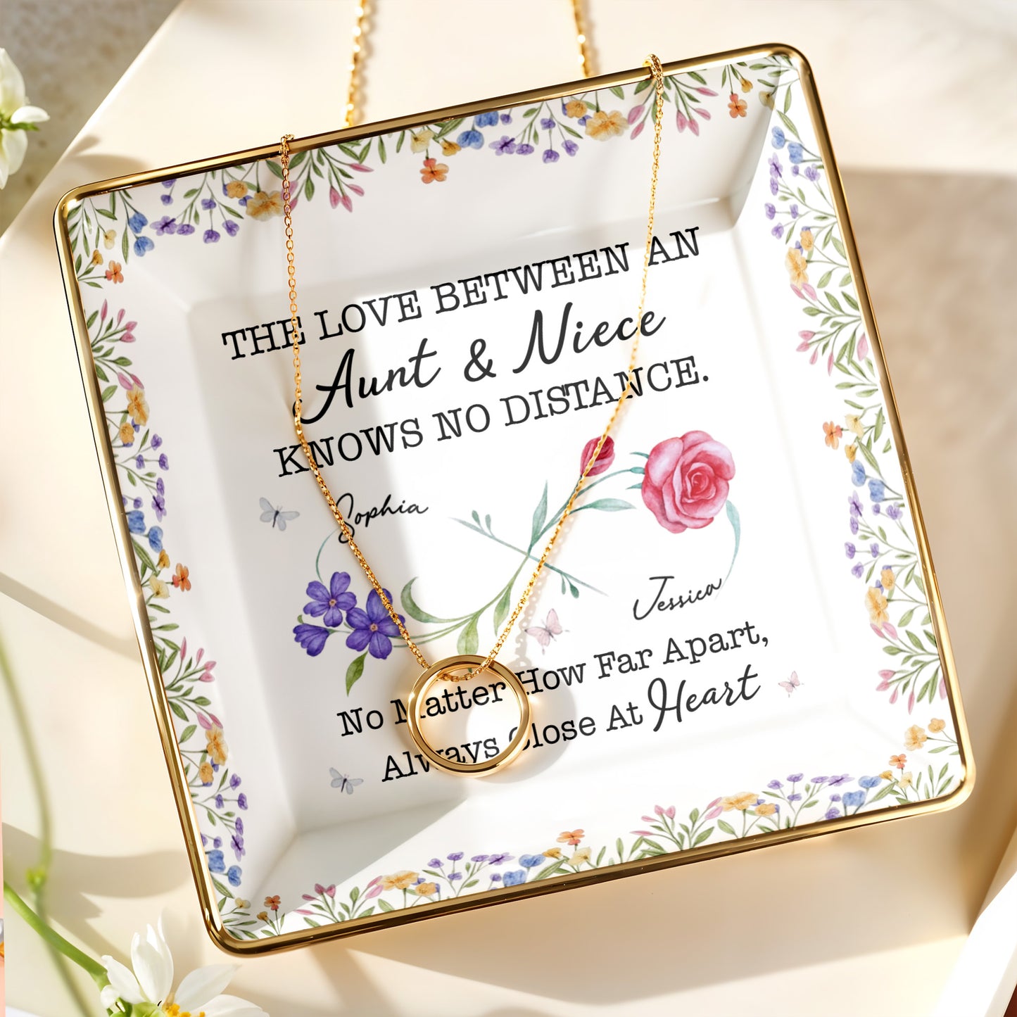 The Love Between An Aunt & Niece, Roses and Violets Design
