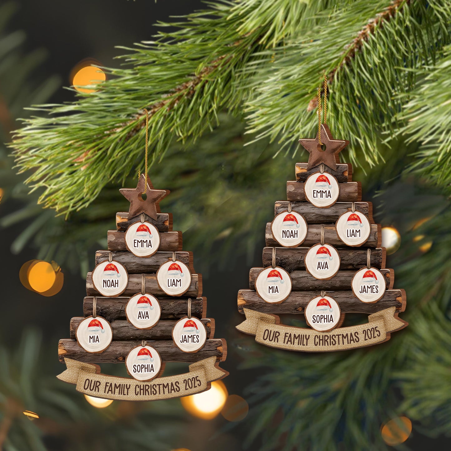 Our Family Christmas Tree With Santa Hats