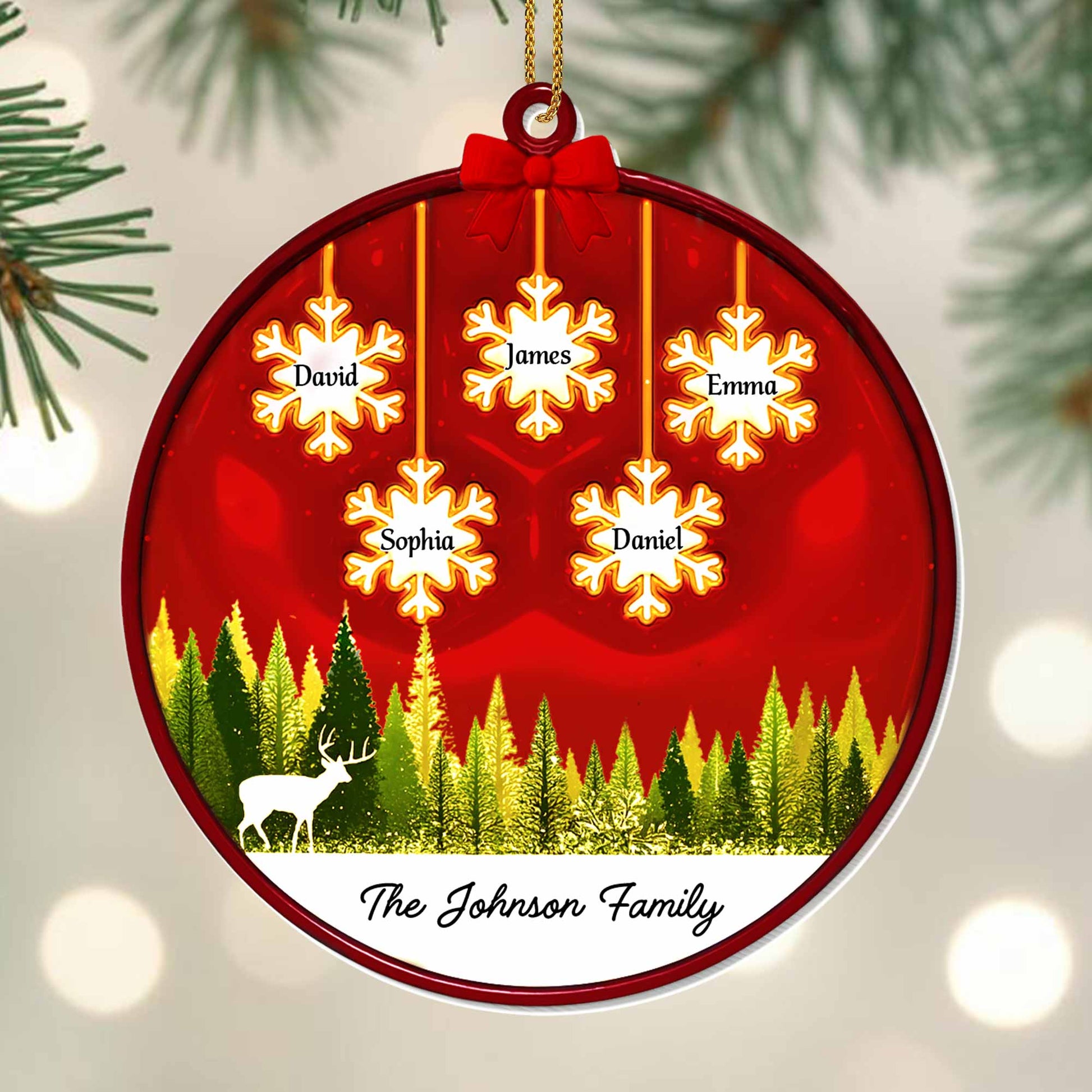 Serene Forest Scene With Snowflakes And Deer