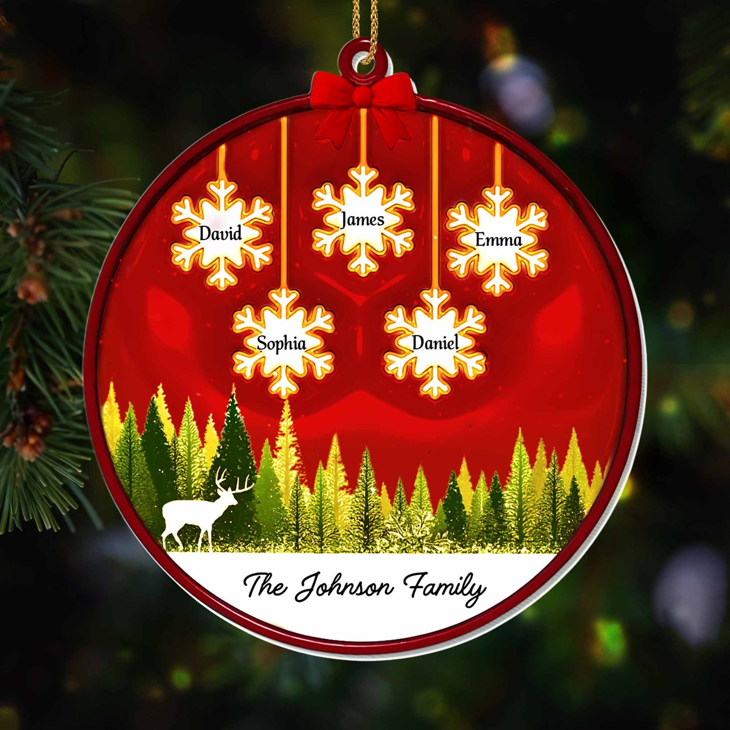 Serene Forest Scene With Snowflakes And Deer