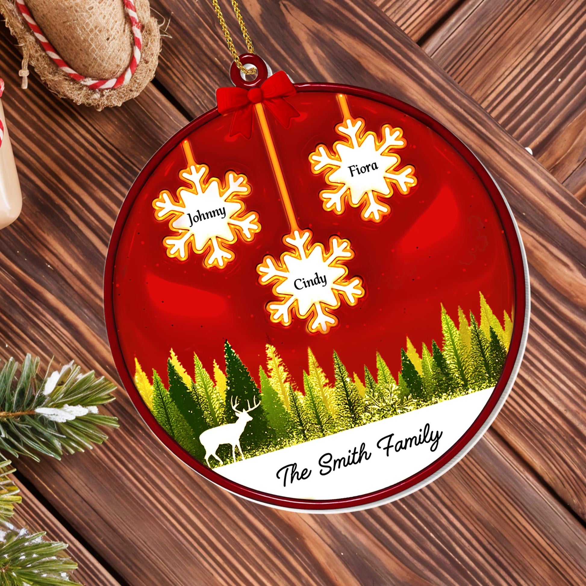 Serene Forest Scene With Snowflakes And Deer