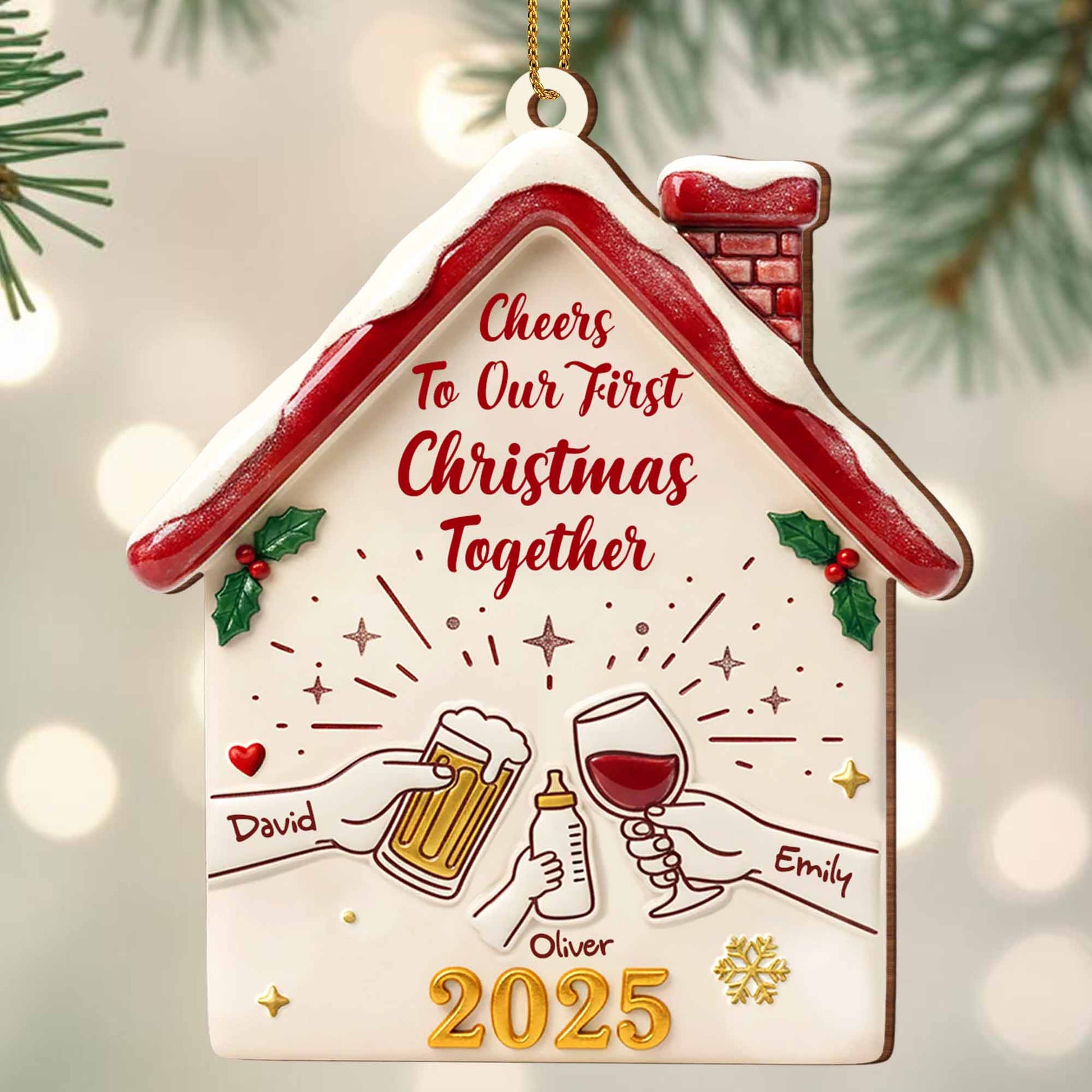 Cheers To Our First Christmas Together House Ornament
