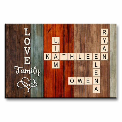 Love And Family Scrabble Style On Wooden Background