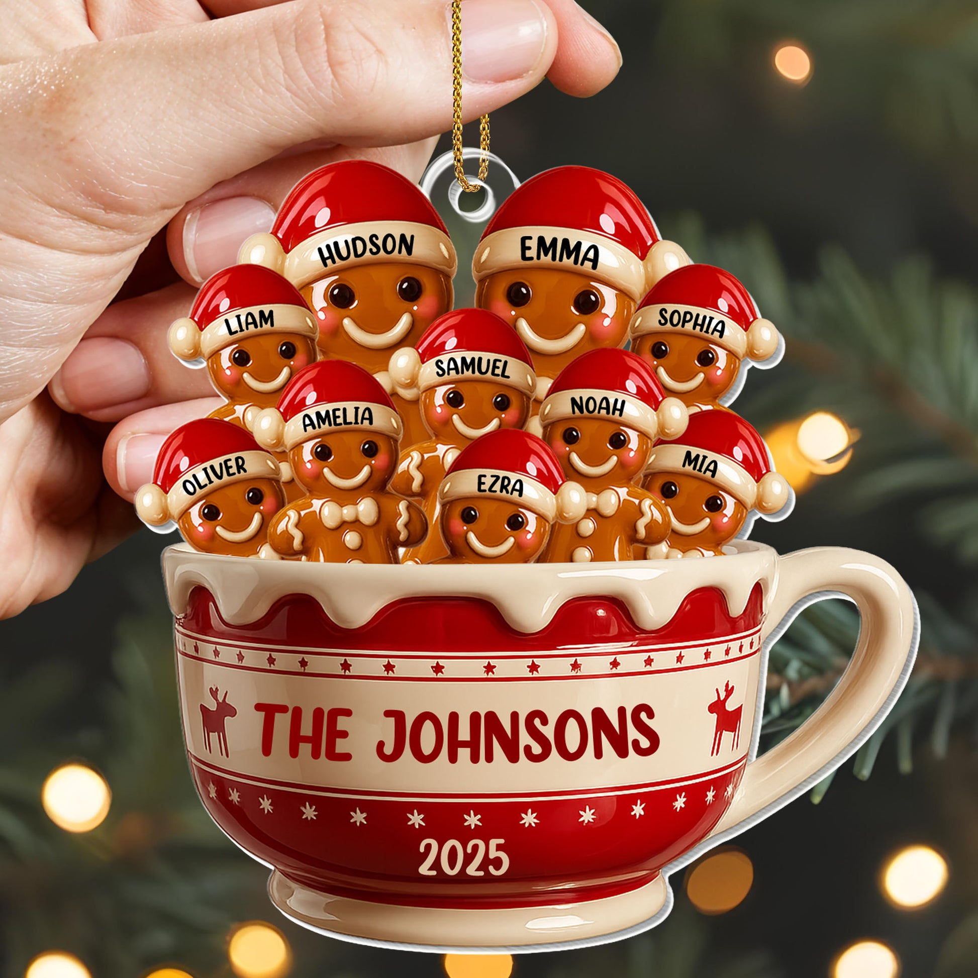 Customizable Family Christmas Cup With Gingerbread Figures