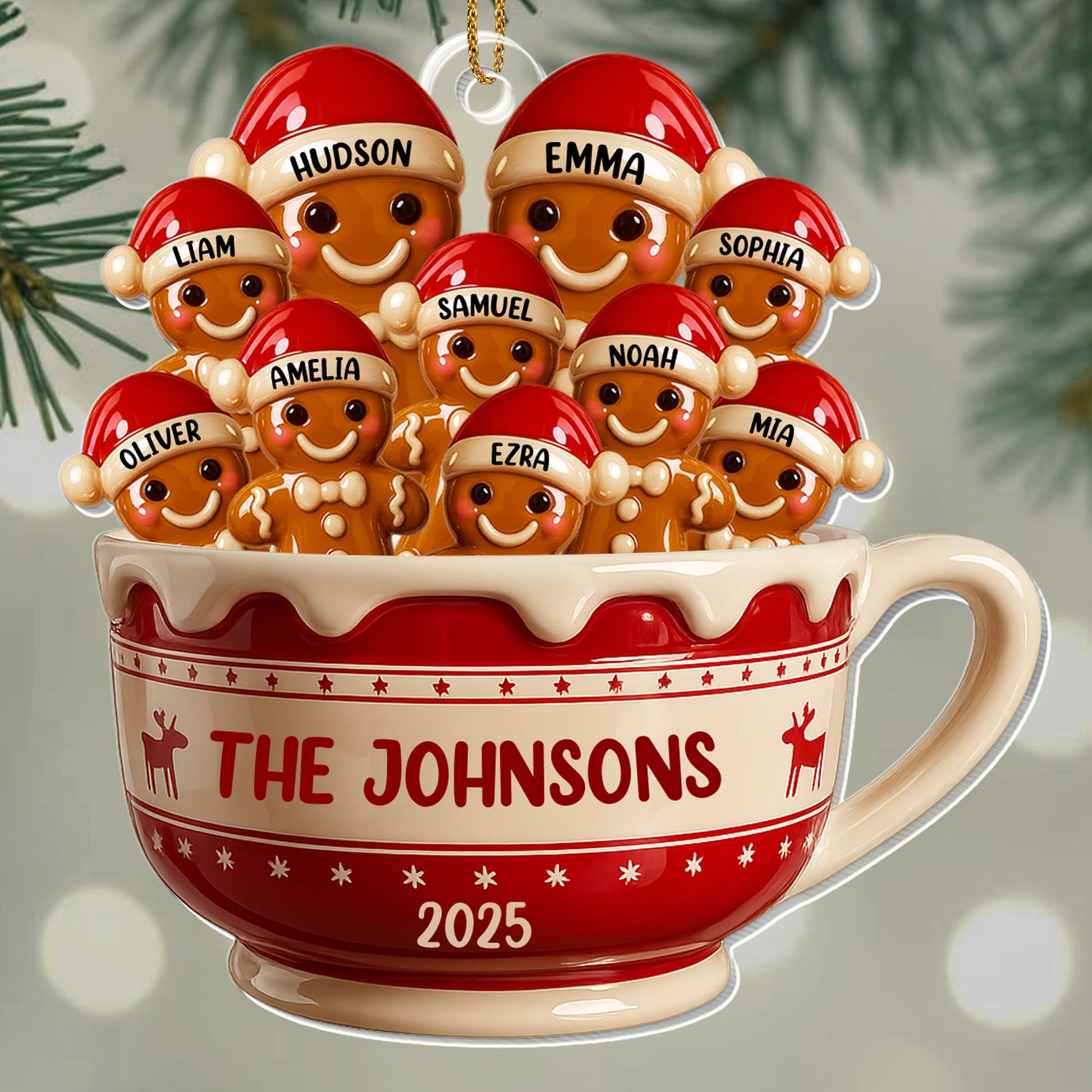 Customizable Family Christmas Cup With Gingerbread Figures