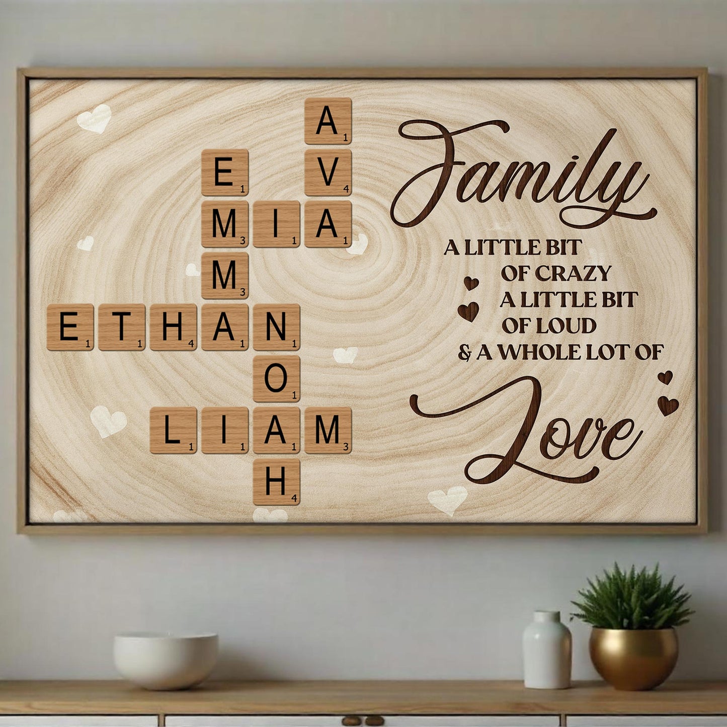 Family Love With Scrabble Tiles Design