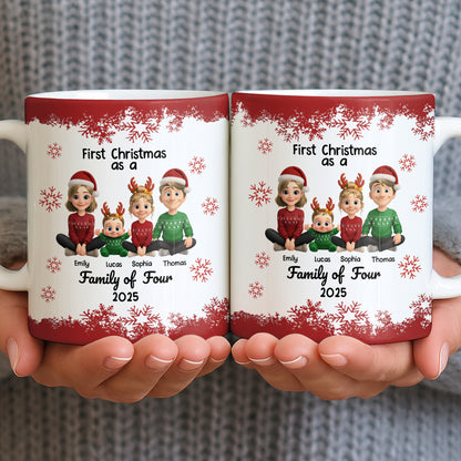 First Christmas As A Family Of Four With Snowflakes