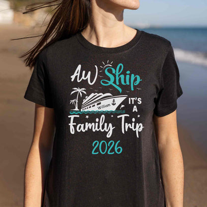 Aw Ship It's A Family Trip With Ship And Palm Tree