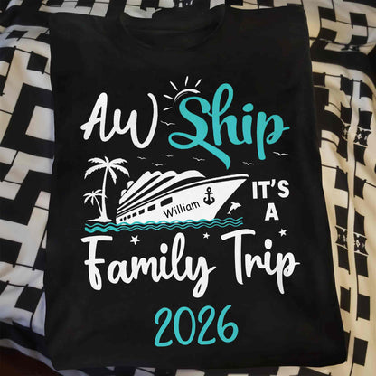 Aw Ship It's A Family Trip With Ship And Palm Tree