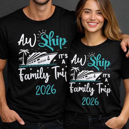 Aw Ship It's A Family Trip With Ship And Palm Tree