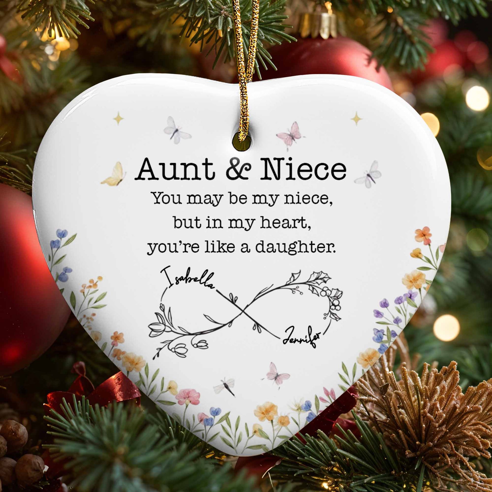 Aunt & Niece Like A Daughter, Heart & Flowers Design