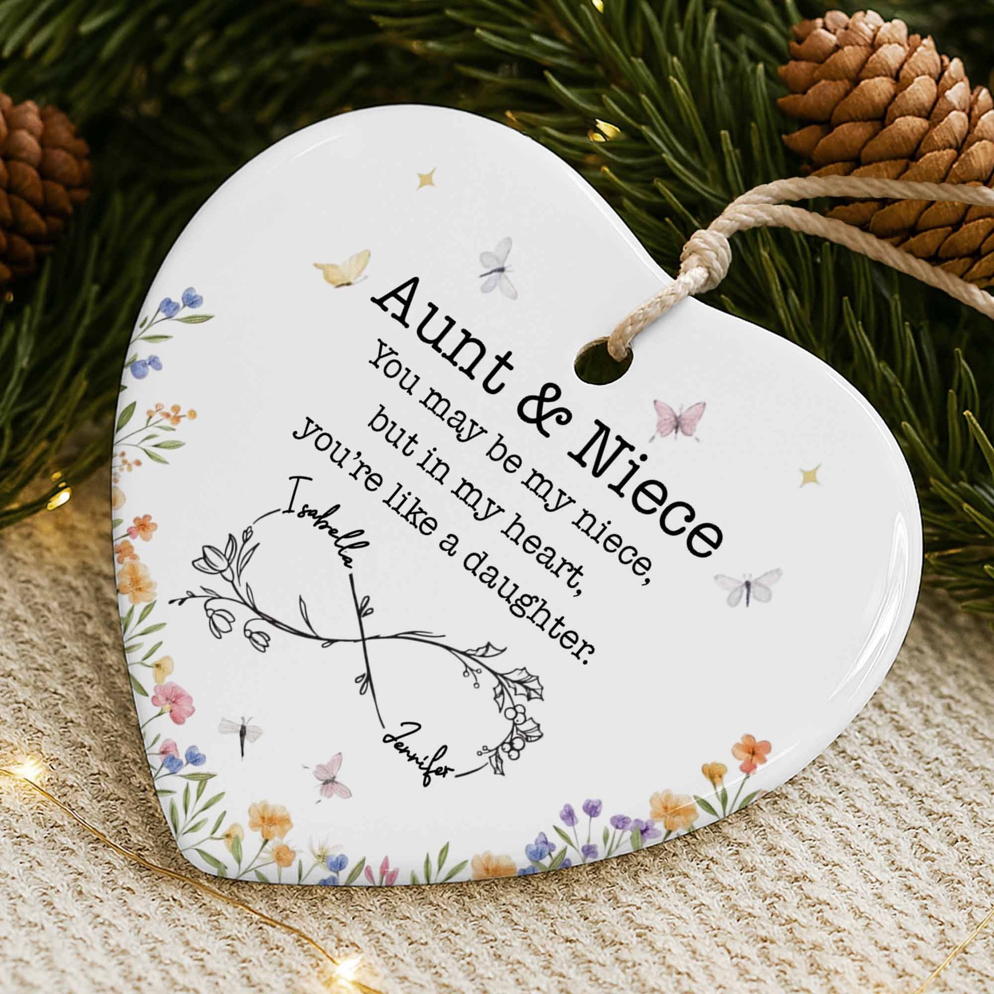 Aunt & Niece Like A Daughter, Heart & Flowers Design