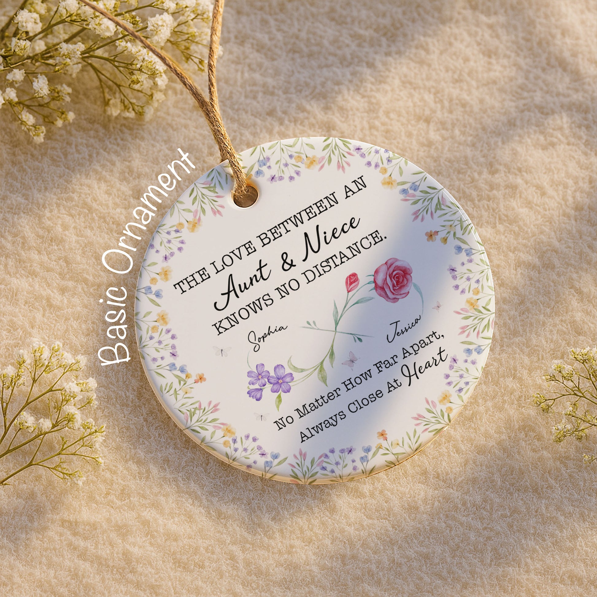 The Love Between An Aunt And Niece, Flowers And Butterfly