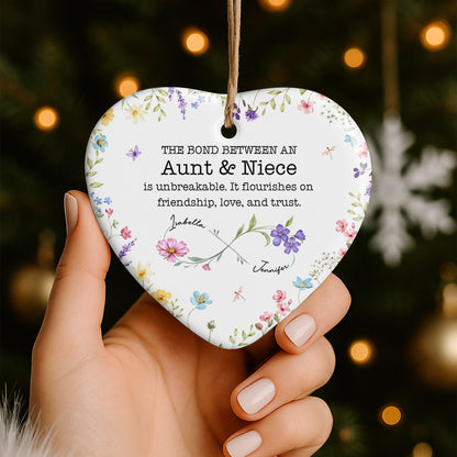 The Bond Between An Aunt & Niece, Flowers Heart Ornament