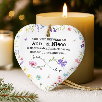 The Bond Between An Aunt & Niece, Flowers Heart Ornament
