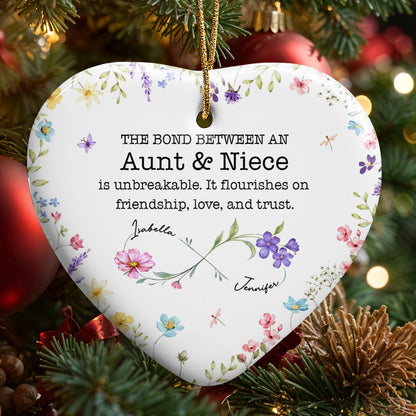 The Bond Between An Aunt & Niece, Flowers Heart Ornament