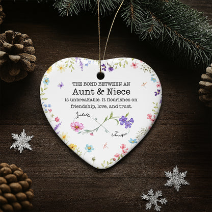 The Bond Between An Aunt & Niece, Flowers Heart Ornament