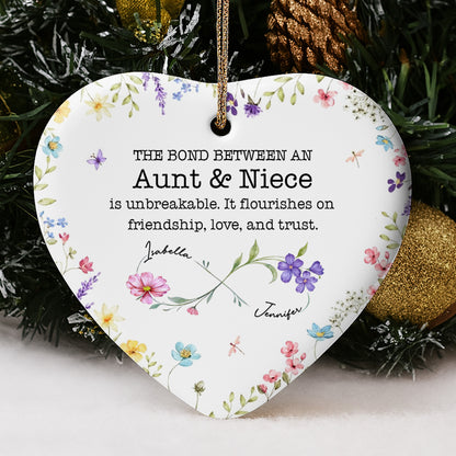 The Bond Between An Aunt & Niece, Flowers Heart Ornament