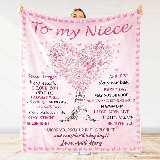 To My Niece, Love and Encouragement Tree and Butterflies Blanket