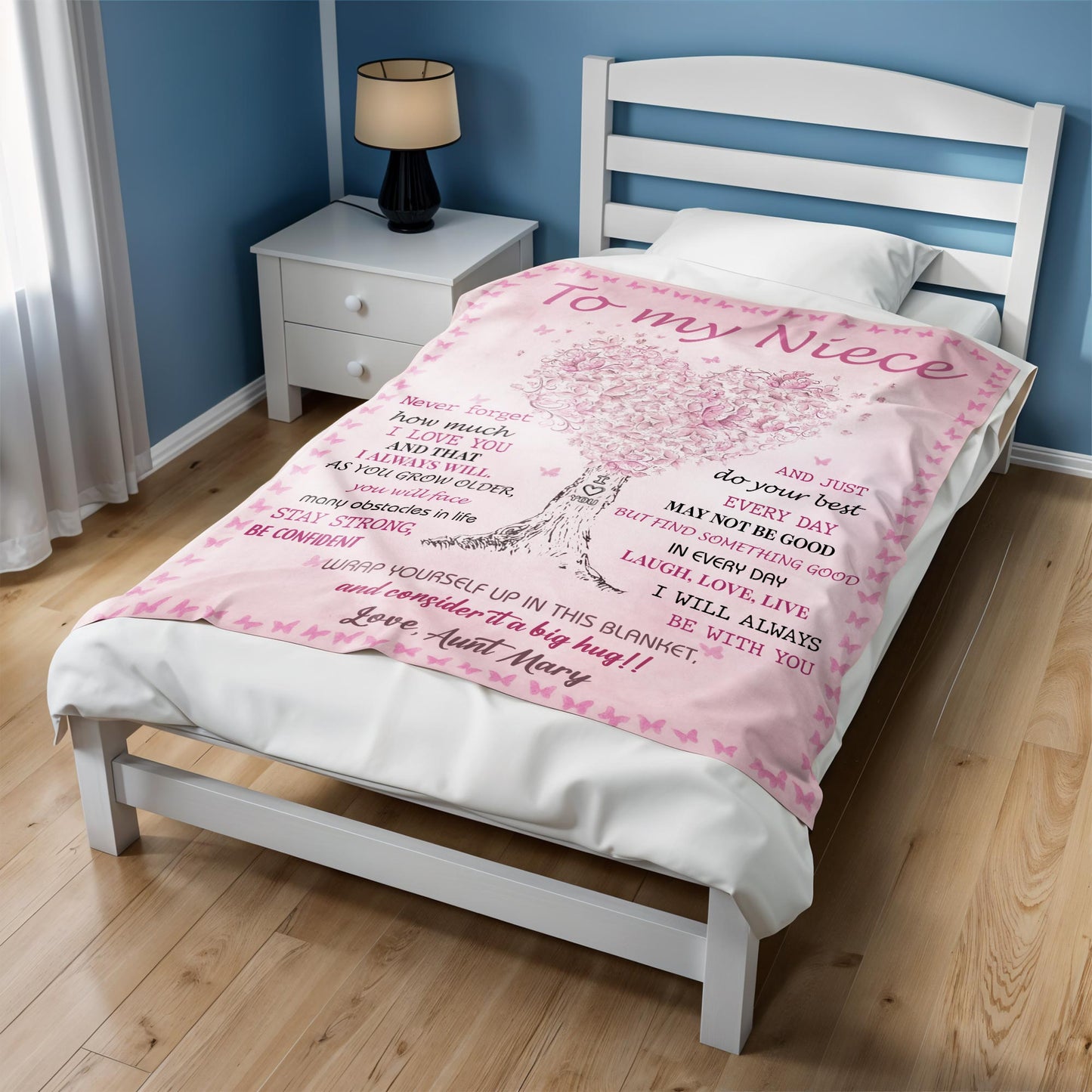 To My Niece, Love and Encouragement Tree and Butterflies Blanket