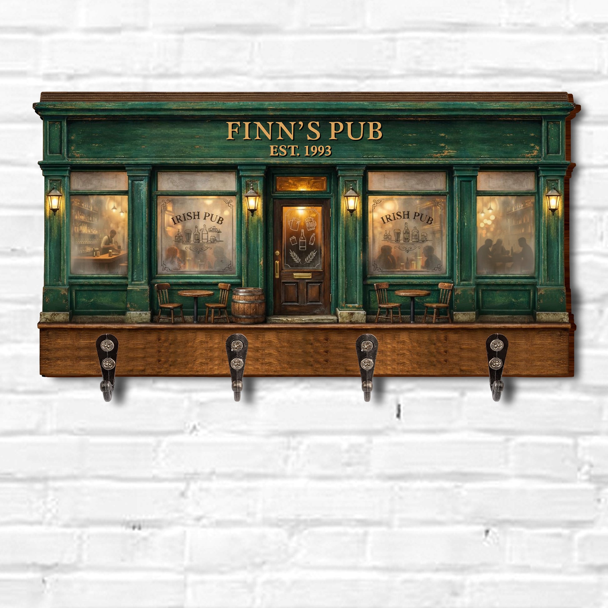 Irish Pub Design With Storefront Bar And Lanterns