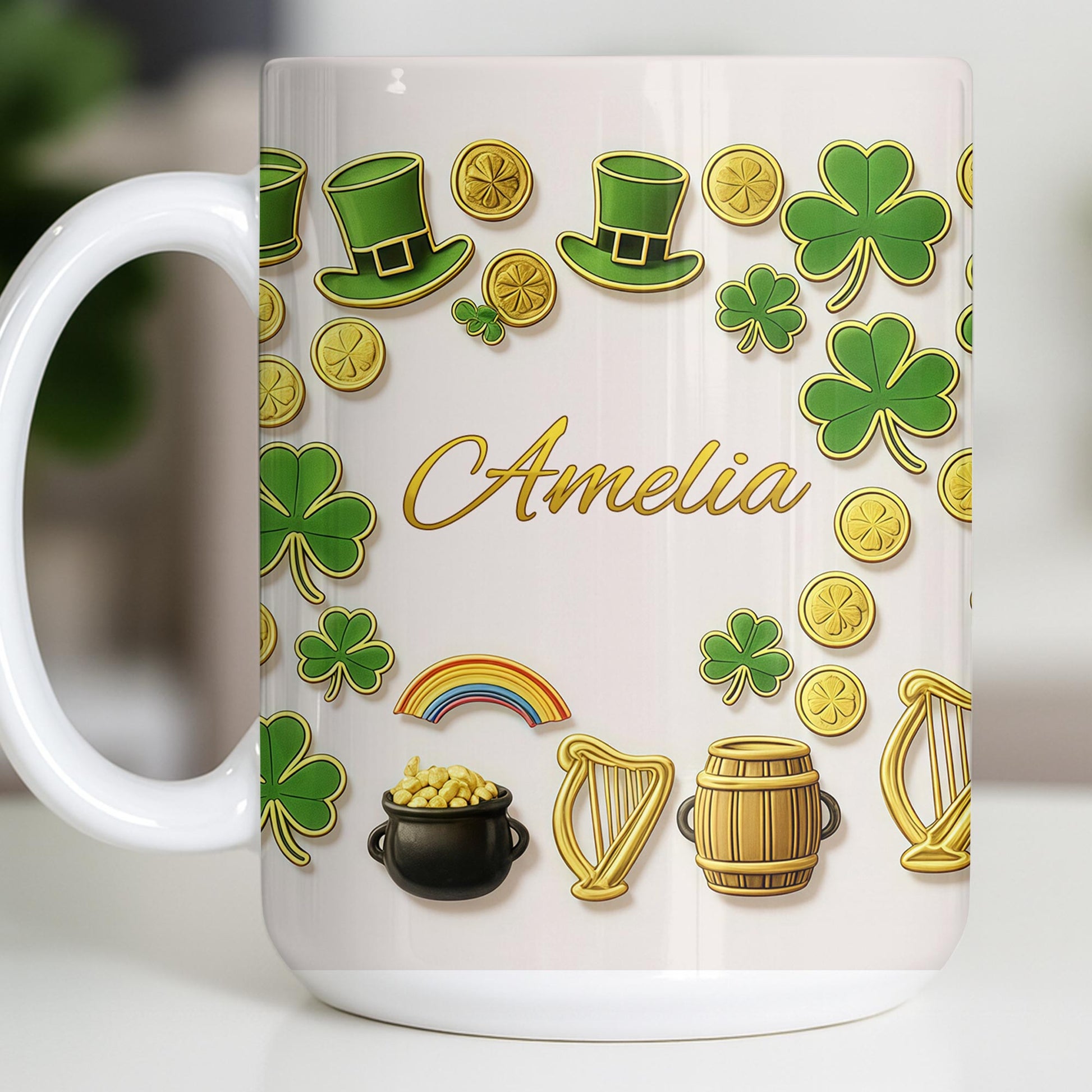 My Shamrock Leprechaun Hat And Rainbow Mug