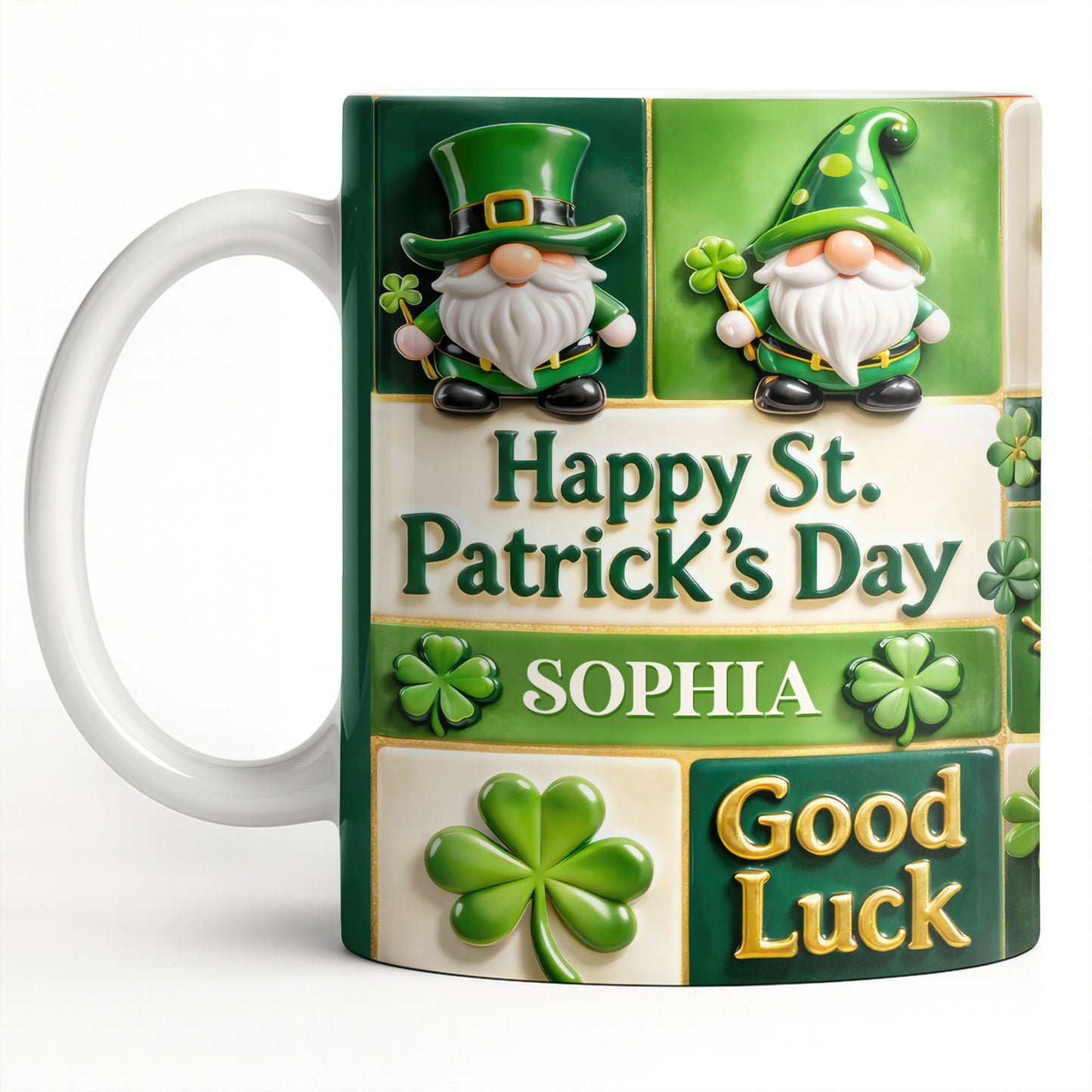 Happy St. Patrick's Day Good Luck Gnomes and Shamrocks