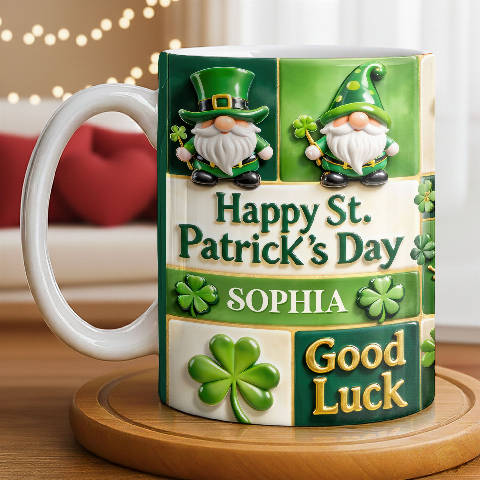 Happy St. Patrick's Day Good Luck Gnomes and Shamrocks