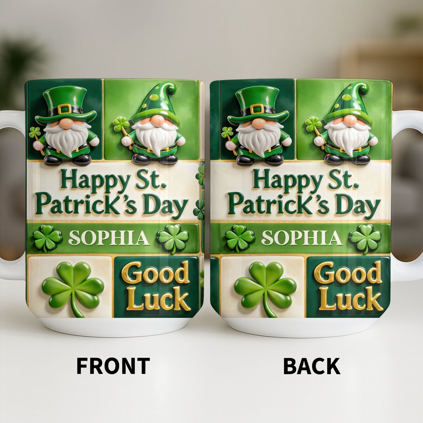 Happy St. Patrick's Day Good Luck Gnomes and Shamrocks