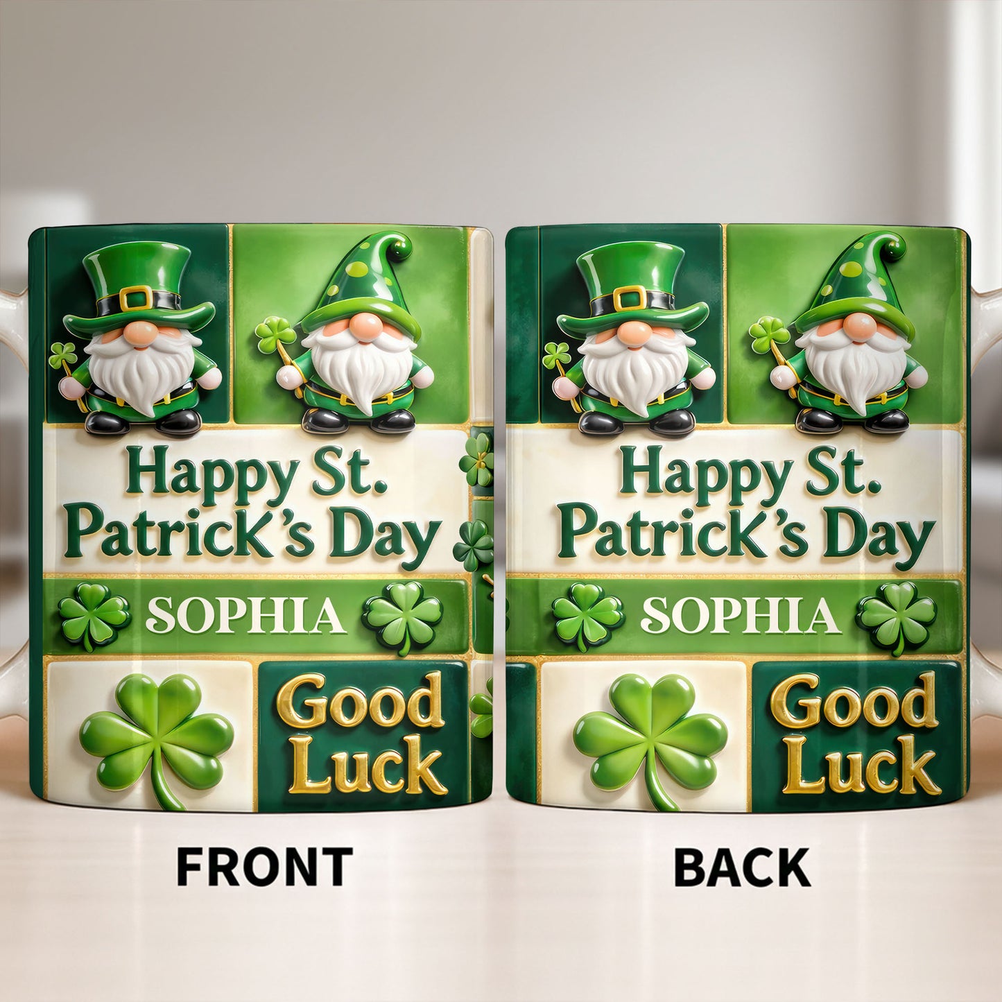 Happy St. Patrick's Day Good Luck Gnomes and Shamrocks