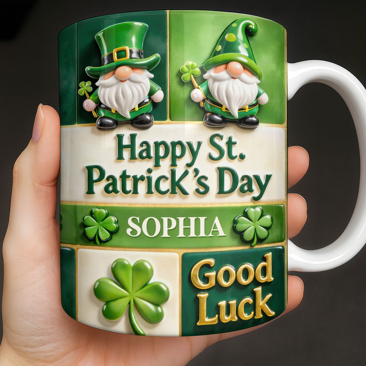 Happy St. Patrick's Day Good Luck Gnomes and Shamrocks