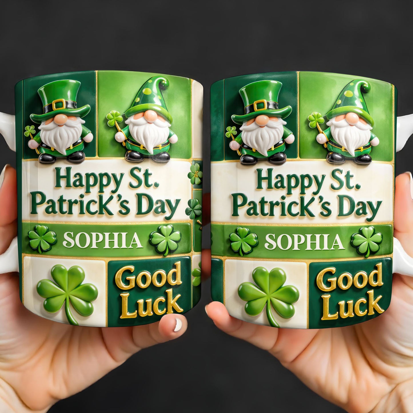 Happy St. Patrick's Day Good Luck Gnomes and Shamrocks